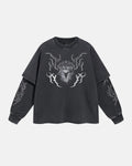 Retro Raw Edge Graphic T-shirt by Flation Streetwear featuring bold, vintage-inspired design and distressed raw edges.