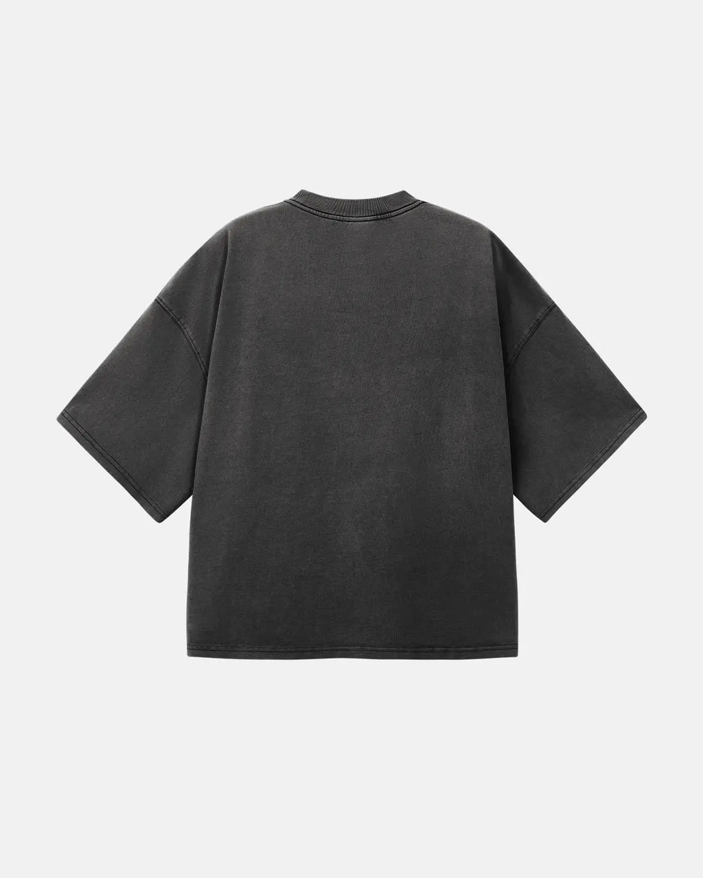 Distressed boxy washed tee by Flation Streetwear featuring a relaxed fit and vintage-inspired, faded fabric.