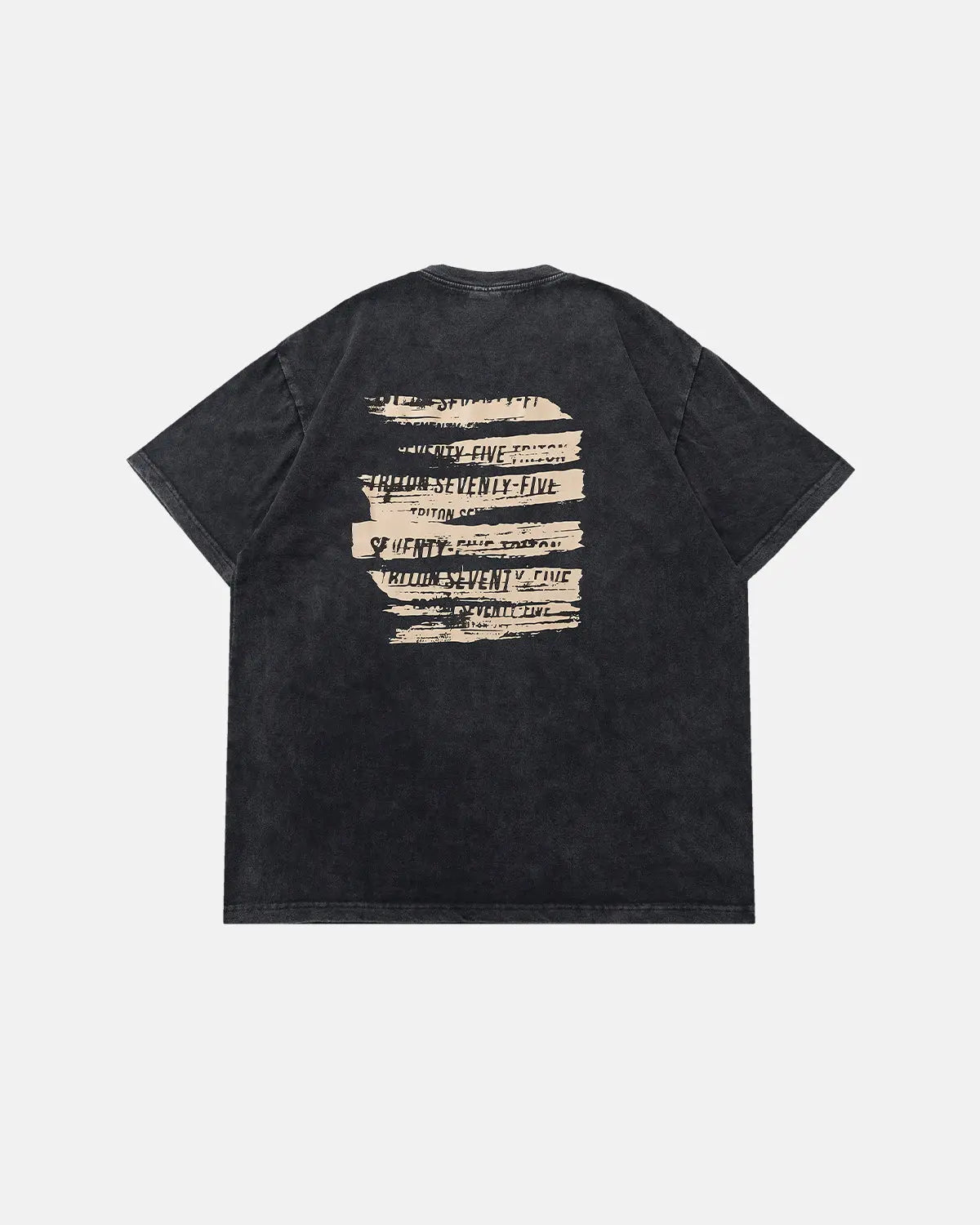 Retro washed graphic cotton T-shirt by INFLATION featuring vintage style and bold print, casual streetwear look.