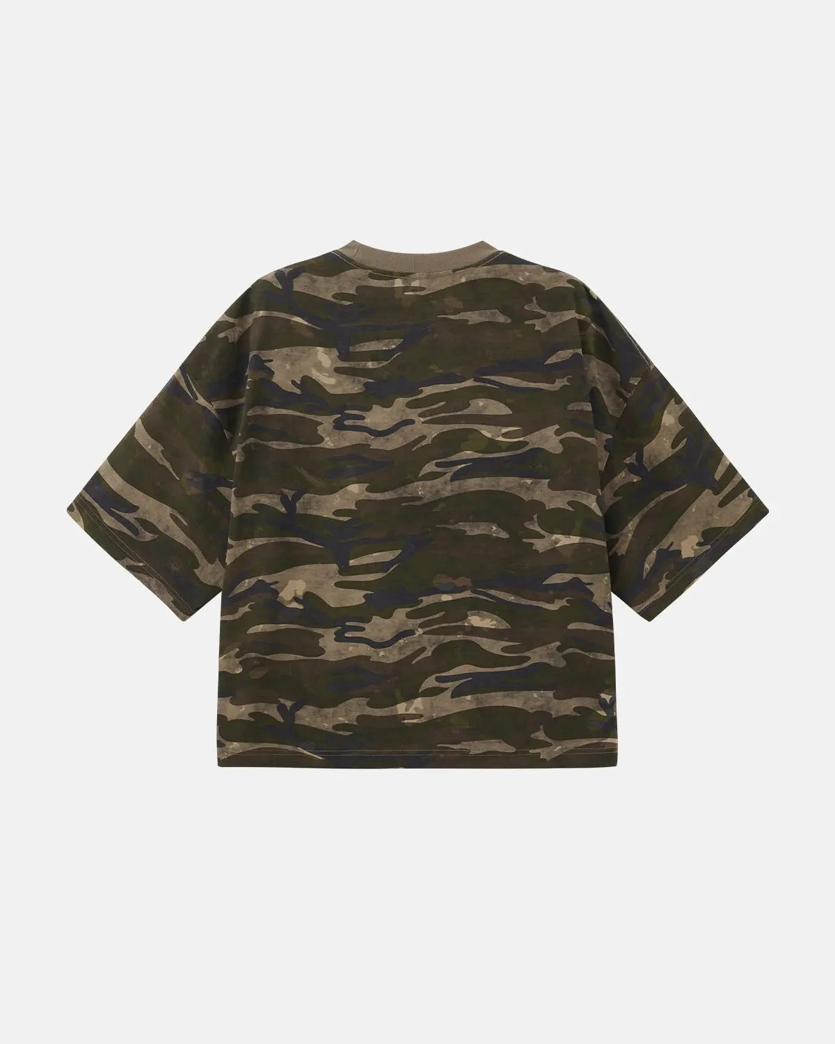 Boxy camo T-shirt from INFLATION Streetwear featuring a military-inspired camouflage print and relaxed fit.