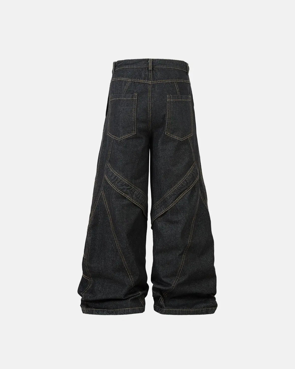 Flation Stitching Button Up Baggy Jeans showing relaxed fit, stitching details, and classic denim texture in a streetwear style