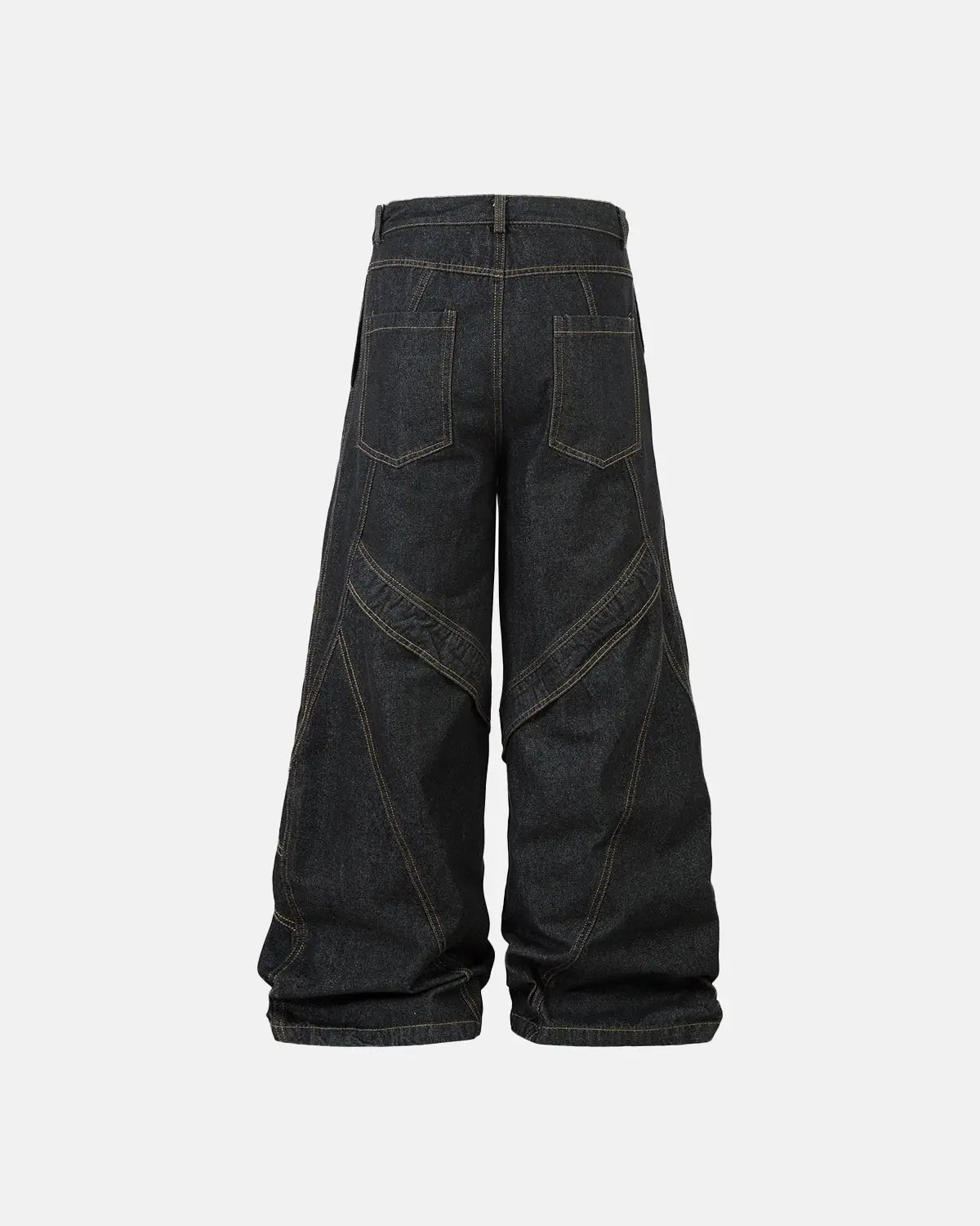 Flation Stitching Button Up Baggy Jeans showing relaxed fit, stitching details, and classic denim texture in a streetwear style