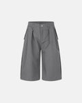 Inflation streetwear pinstripe pleated ring detail tailored shorts, stylish pants with pleats and ring accents, black and white design