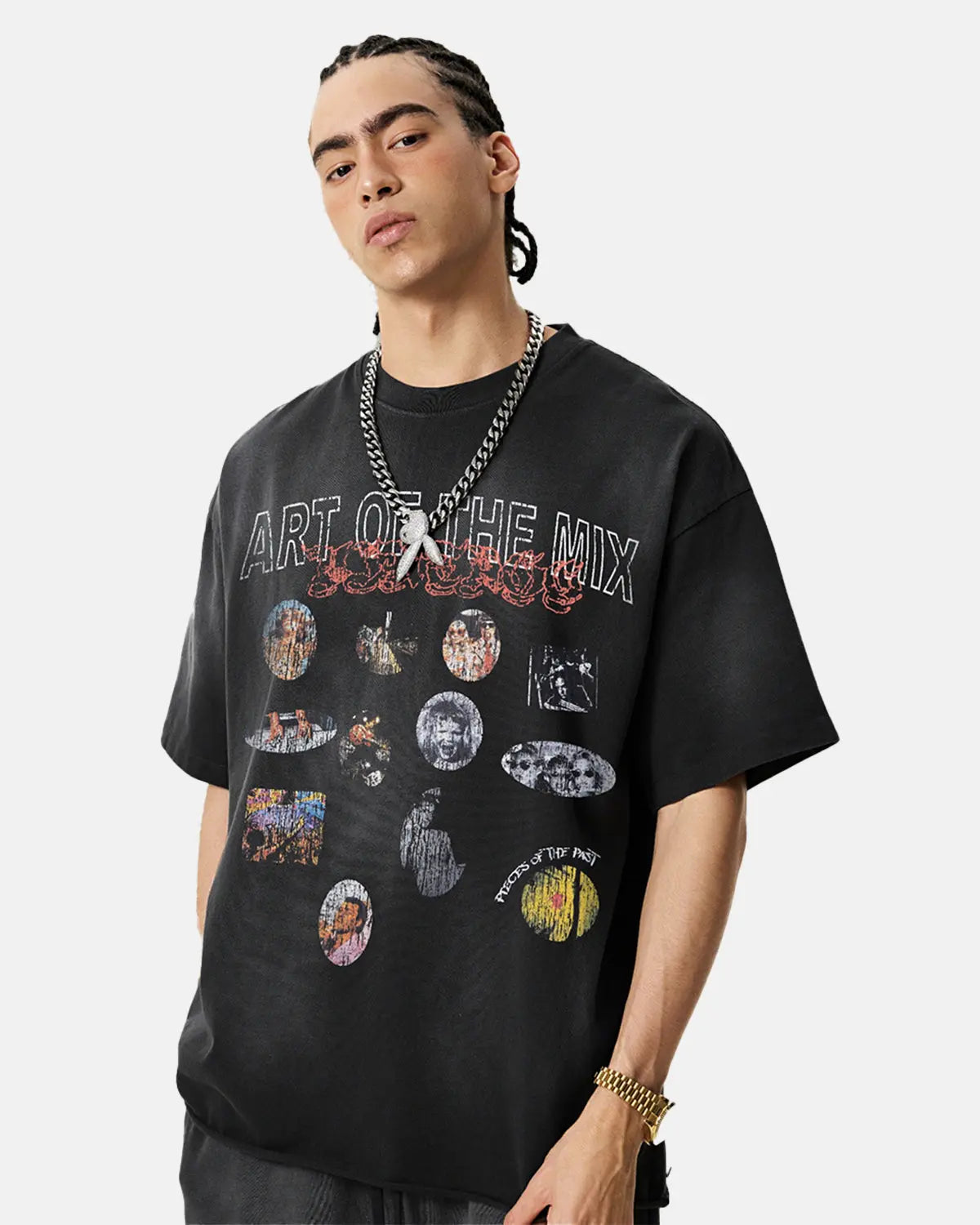 Inflation Streetwear graphic print washed oversized T-shirt featuring bold design and relaxed fit in soft fabric.