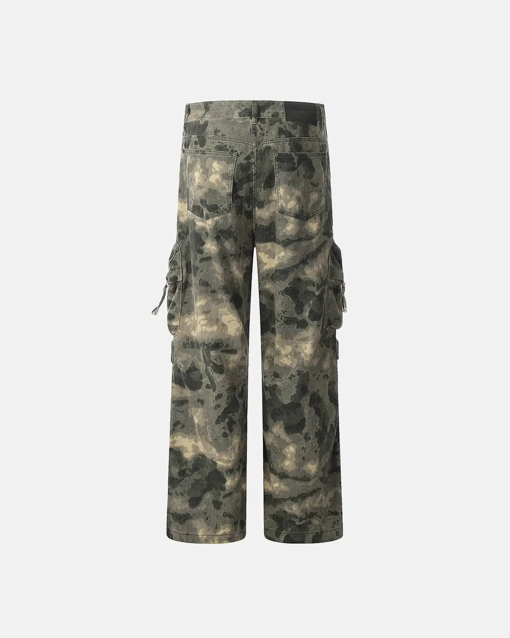 Camo multi-pocket baggy cargo pants by INFLATION featuring a relaxed fit and multiple utility pockets for streetwear style.
