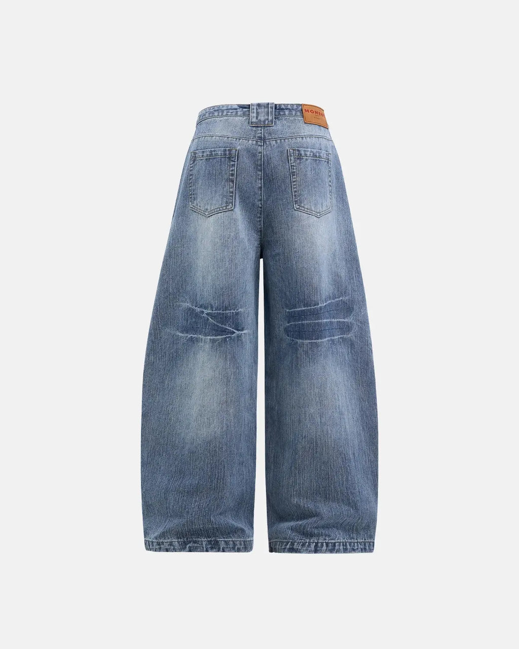 Bamboo weave barrel jeans by INFLATION Streetwear, featuring a stylish tapered fit and unique textured bamboo fabric.
