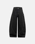 Flation Super Raw Barrel Jeans from the INFLATION Streetwear collection, showing distressed denim with raw hems and relaxed fit.