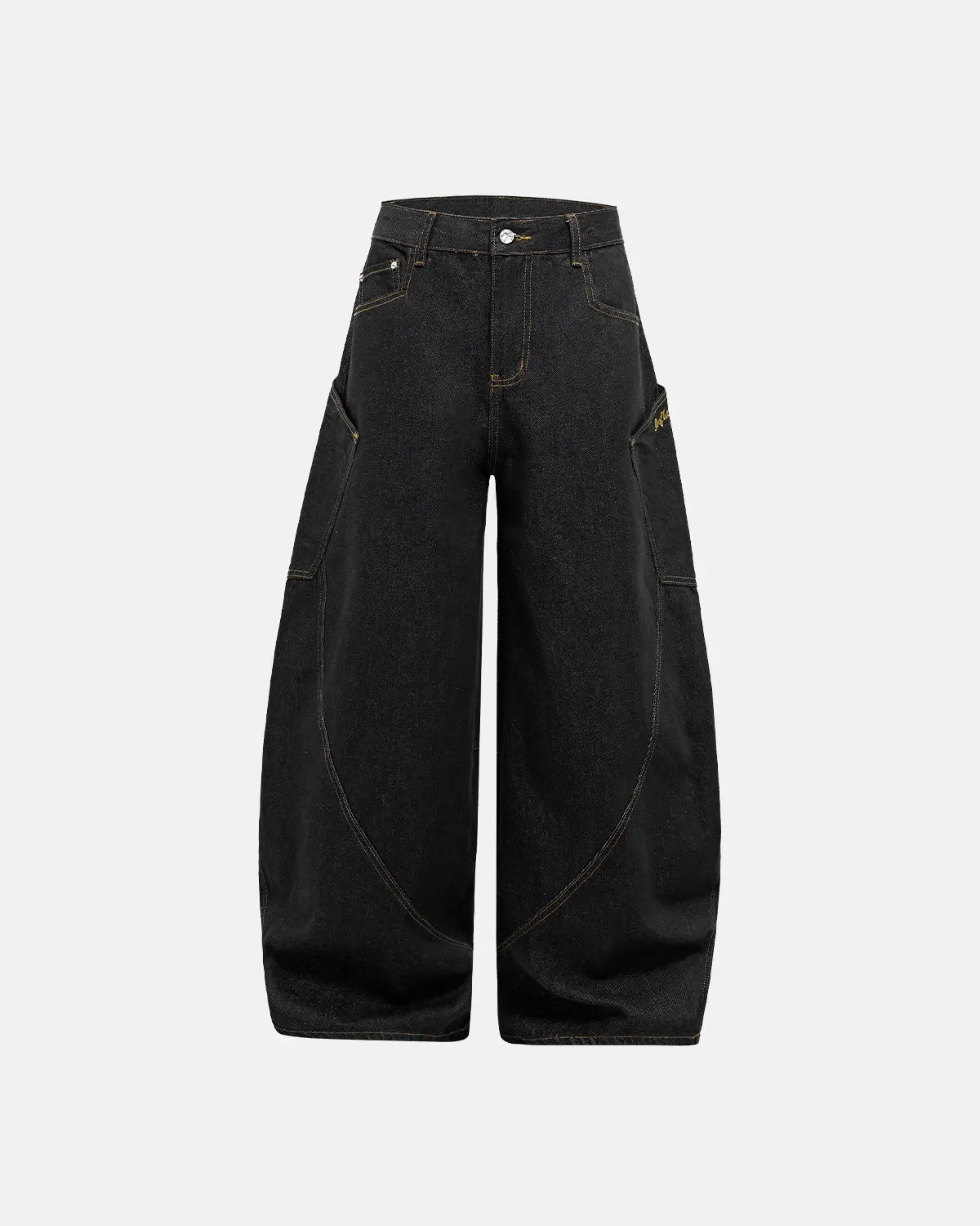 Flation Super Raw Barrel Jeans from the INFLATION Streetwear collection, showing distressed denim with raw hems and relaxed fit.