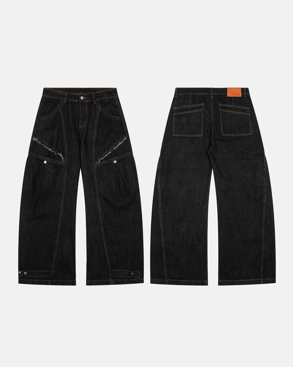Black Super Barrel Jeans by Flation Streetwear, stylish men's pants with a relaxed fit and modern streetwear design.