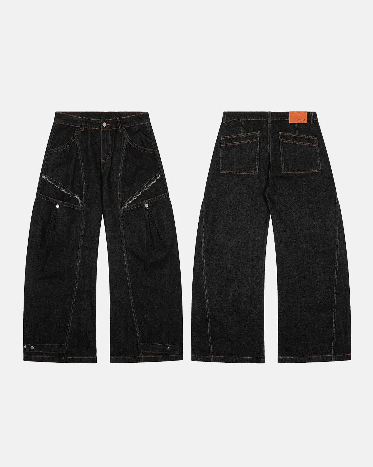 Black Super Barrel Jeans by Flation Streetwear, stylish men's pants with a relaxed fit and modern streetwear design.