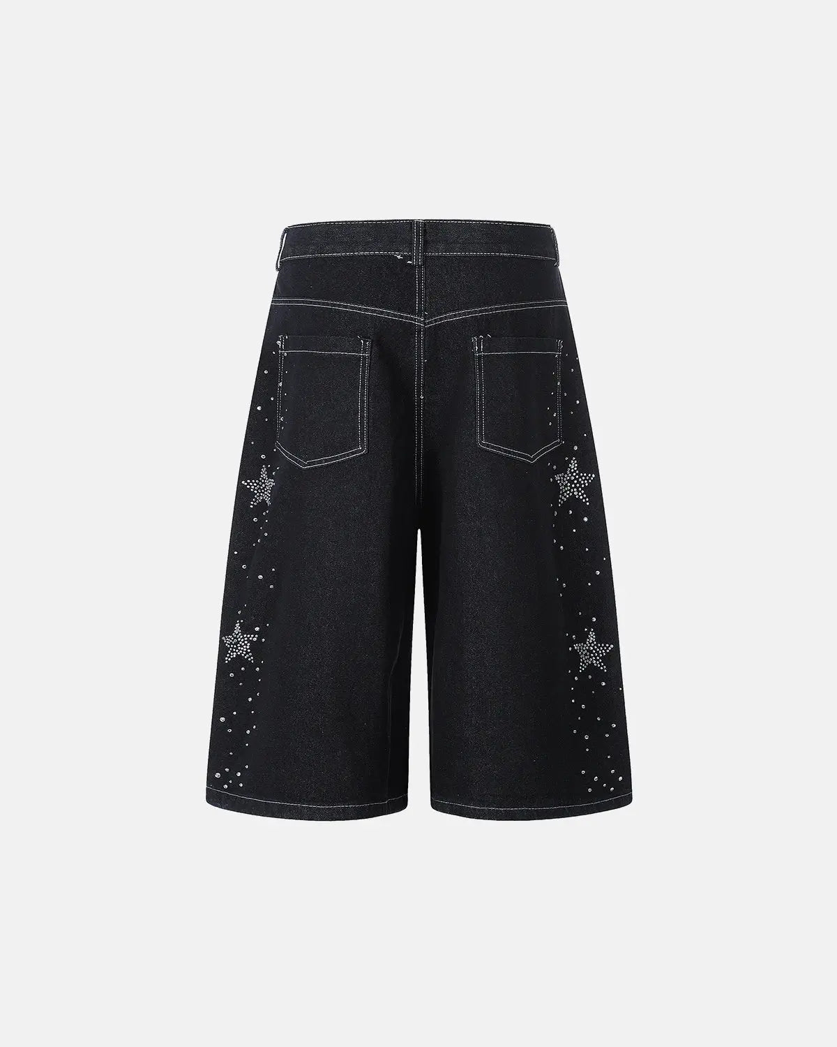 Star rhinestone denim shorts by INFLATION, stylish streetwear pants with sparkling star embellishments and a casual fit.
