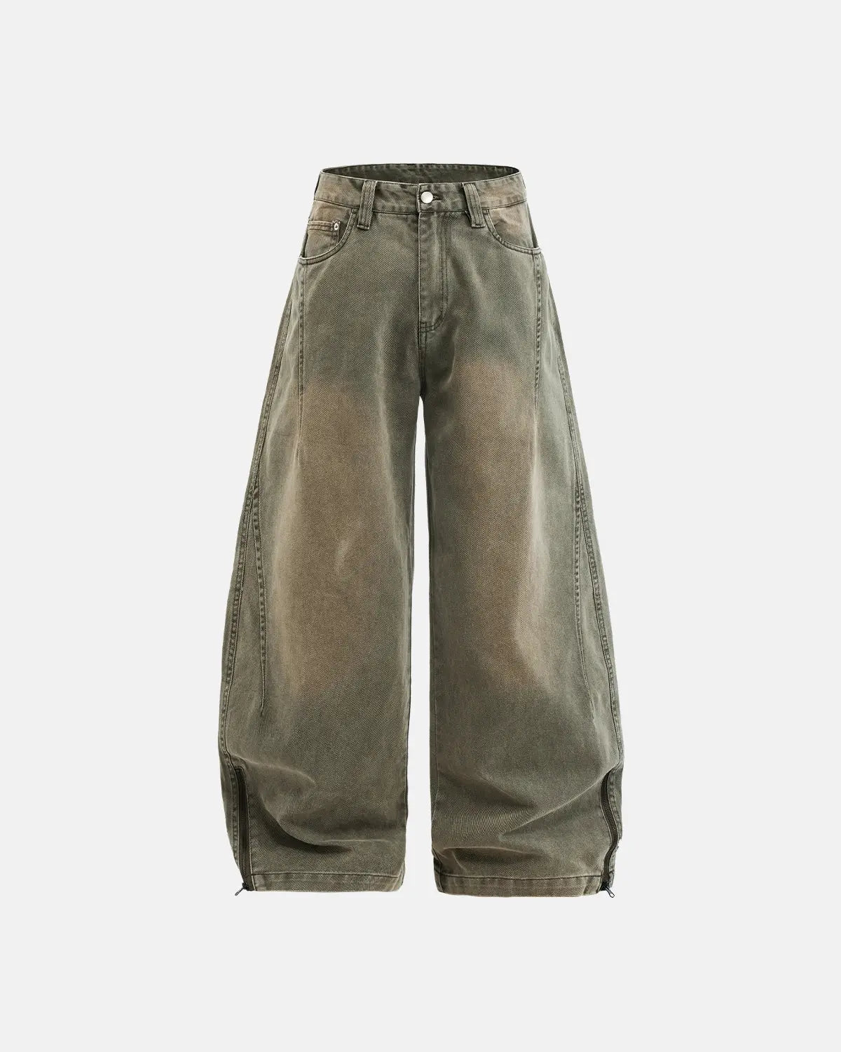 Flation Retro Acid Wash Baggy Cargo Pants with multiple pockets and relaxed fit, styled for streetwear fashion.