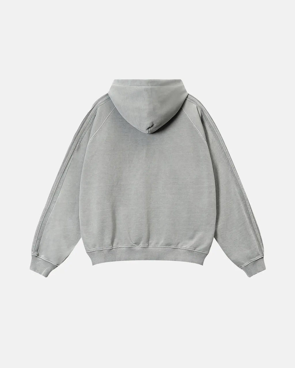 Inflation Streetwear frayed seam acid wash hoodie with distressed details and casual fit, showcasing the trendy streetwear style.