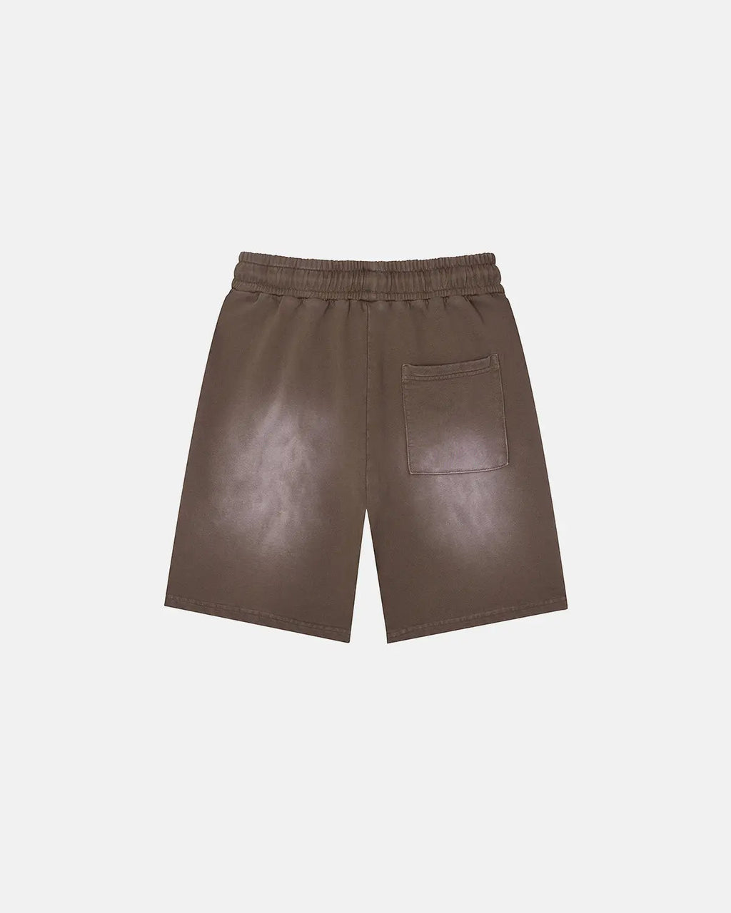 Inflation Monkey Washed Sweat Shorts, casual streetwear pants with washed fabric and relaxed fit, displayed on a hanger.