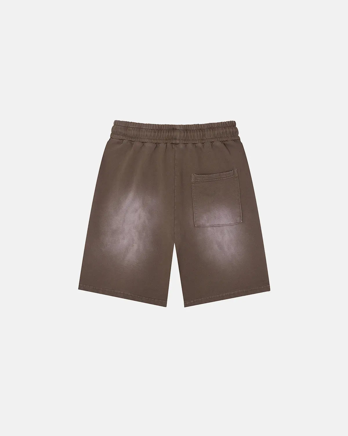 Inflation Monkey Washed Sweat Shorts, casual streetwear pants with washed fabric and relaxed fit, displayed on a hanger.