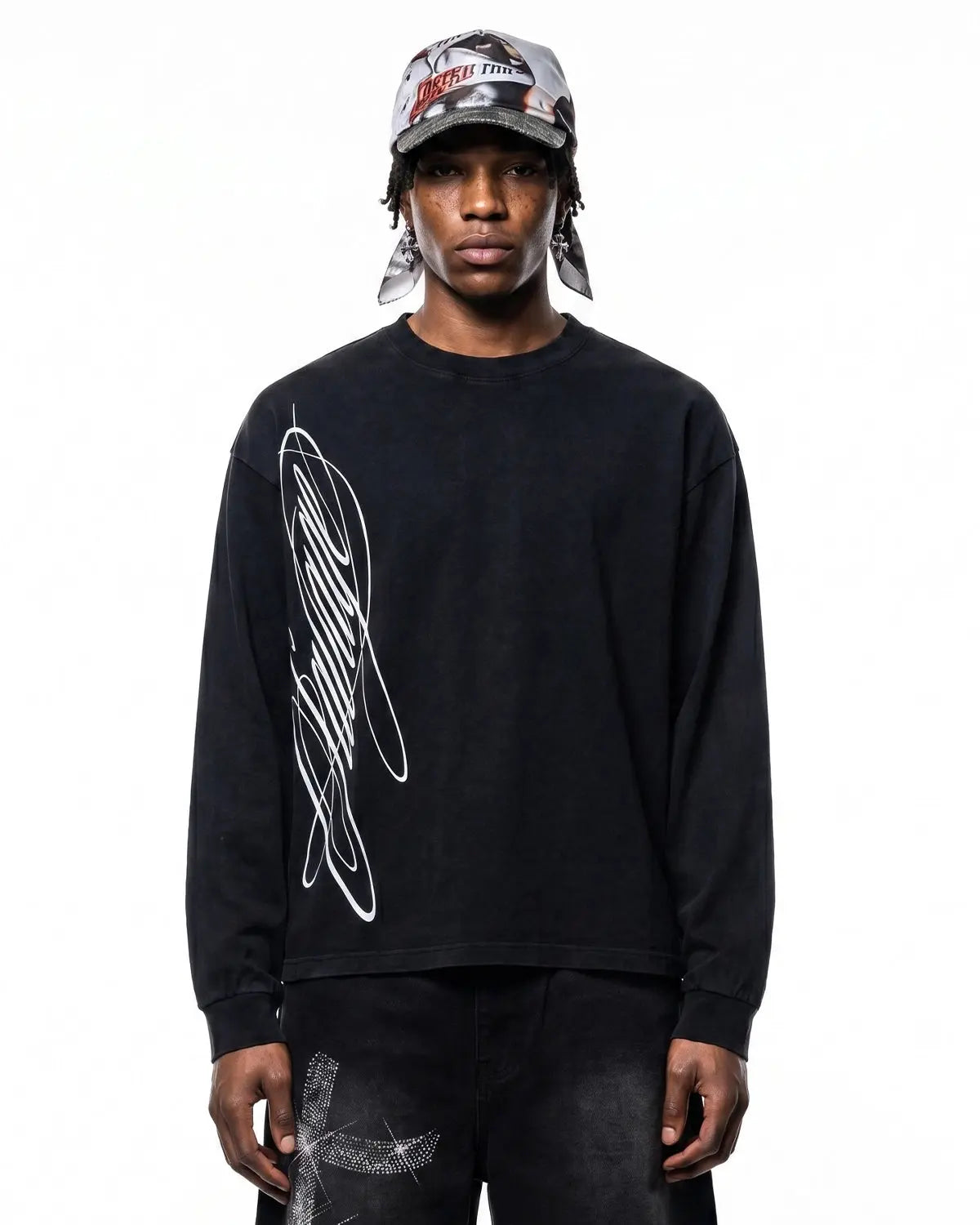 Inflation Streetwear Boxy Script Graphic Washed T-Shirt with bold text design on soft fabric, casual streetwear style.