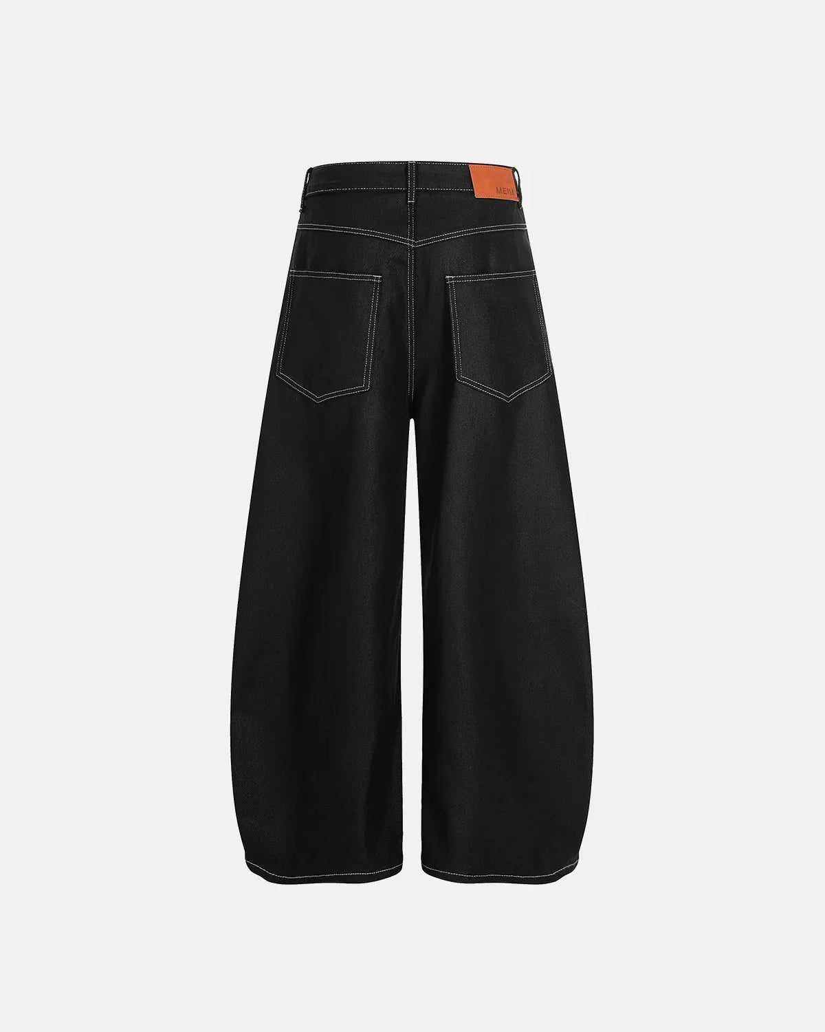 Inflation Contrast Stitch Baggy Barrel Jeans featuring bold stitching and a relaxed fit, ideal for streetwear style.