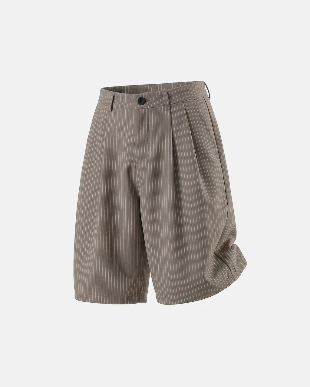 Inflation Streetwear pinstripe pleated tailored shorts, stylish pants with a fitted waistband and classic pinstripe pattern.