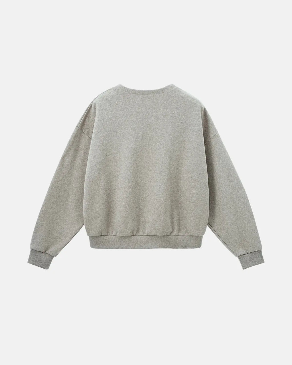 Boxy fit Henley collar sweatshirt by Flation, featuring a relaxed streetwear style with a cozy knit texture and casual fit.