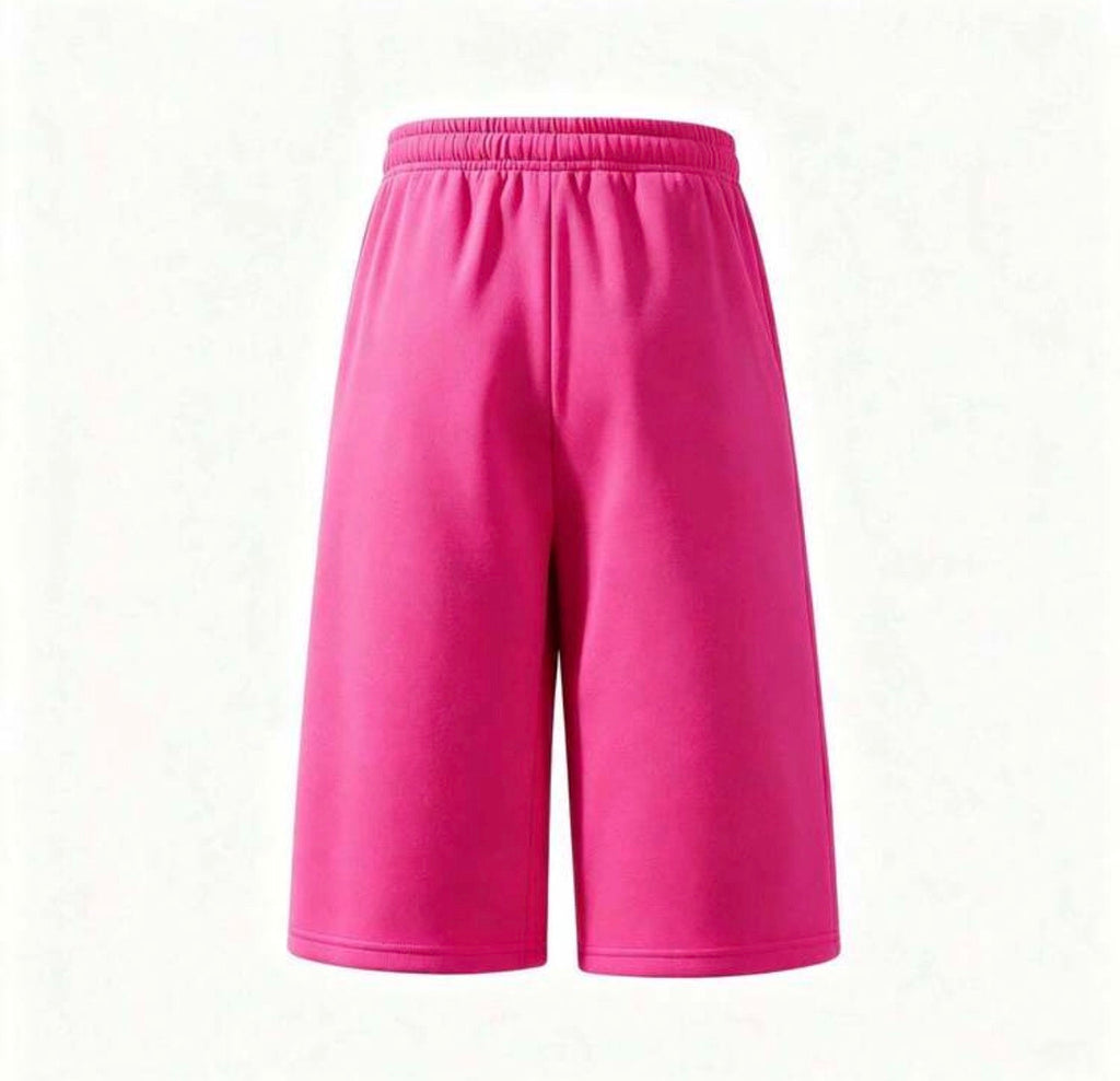 Flation Trending Long Jogger Shorts in black, showing a comfortable fit with elastic waistband and relaxed style.