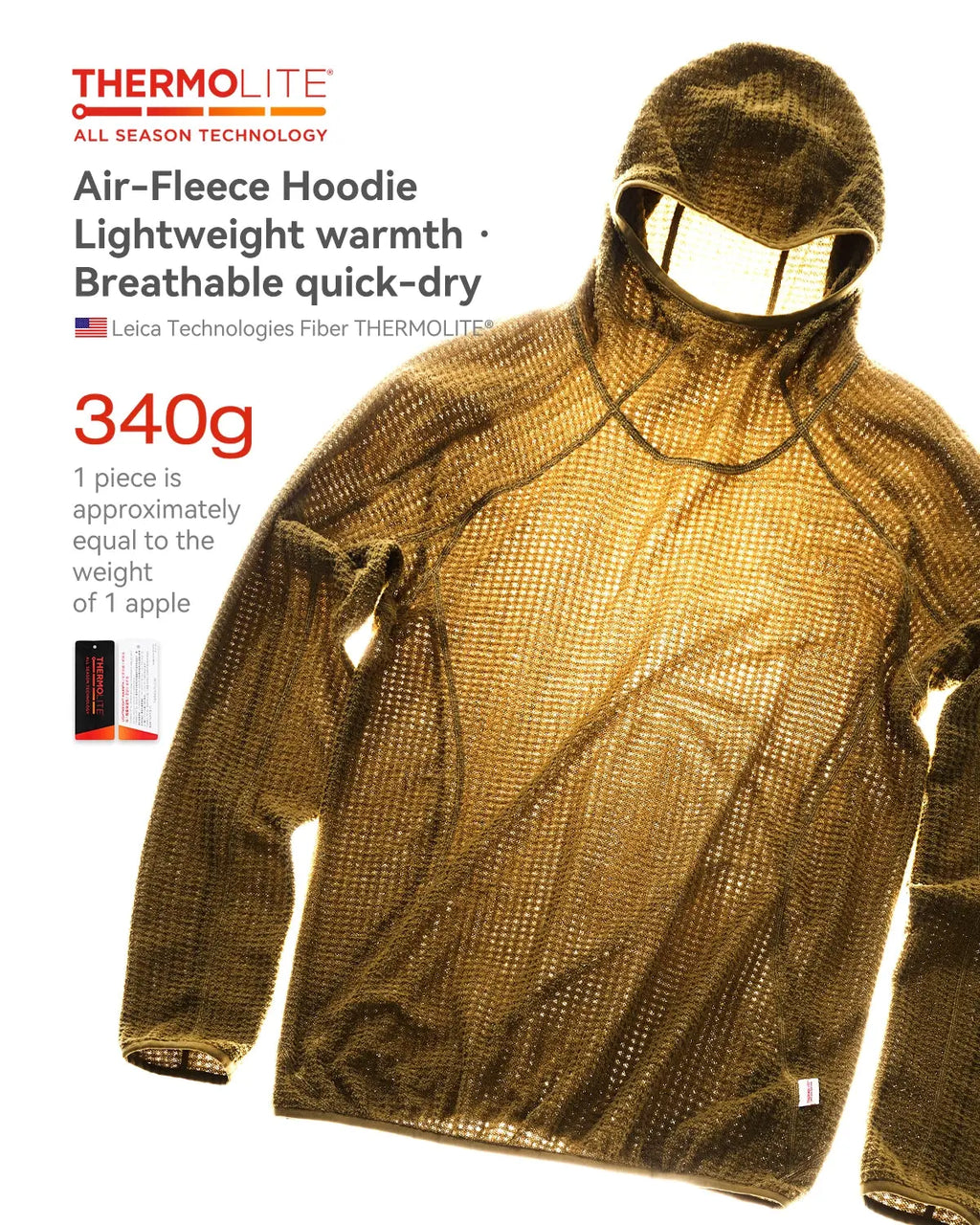 Flation Thermolite® lightweight grid texture hoodie with stylish streetwear design, featuring a comfortable fit and modern look.
