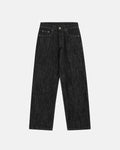 Raw straight-leg denim pants by INFLATION featuring classic fit and durable denim fabric, shown on a model.