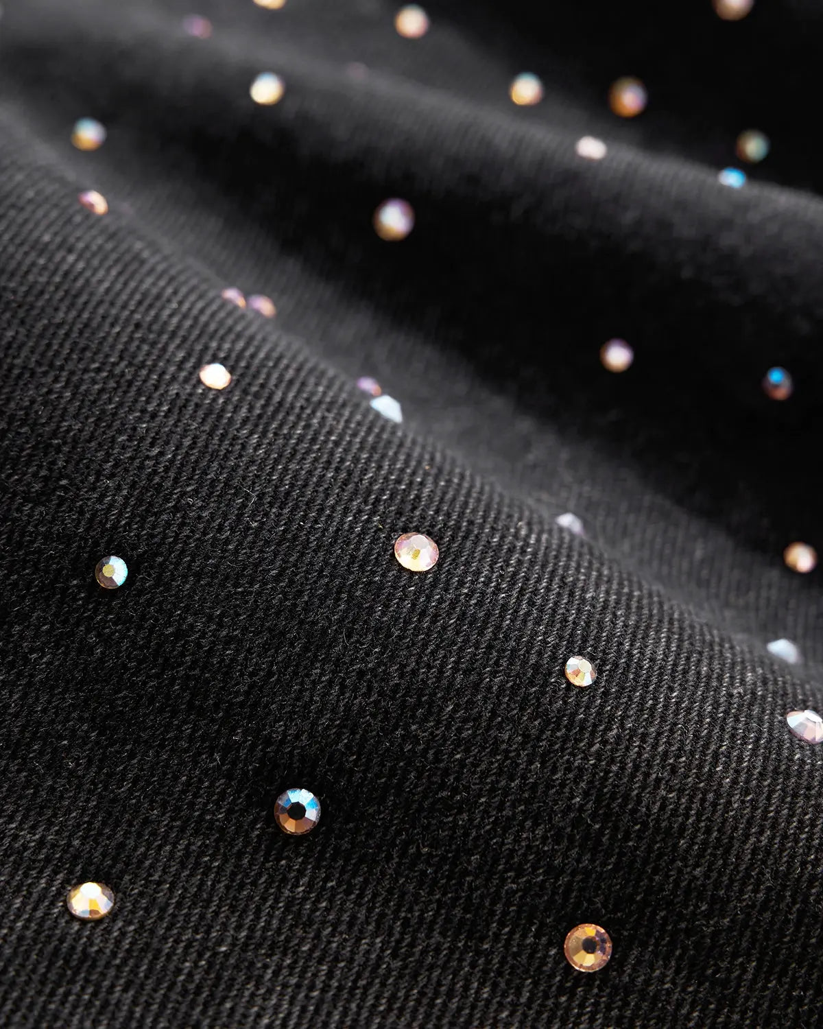 Acid washed rhinestone baggy jeans by Flation, casual streetwear pants with rhinestone embellishments and relaxed fit.