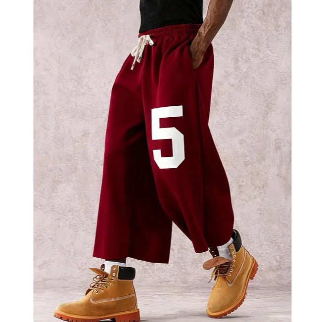 Men's Street Style Badge Graphic Loose Fit Sports Pants