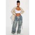 Women's Met My Match Baggy Cargo Jeans Vintage Wash