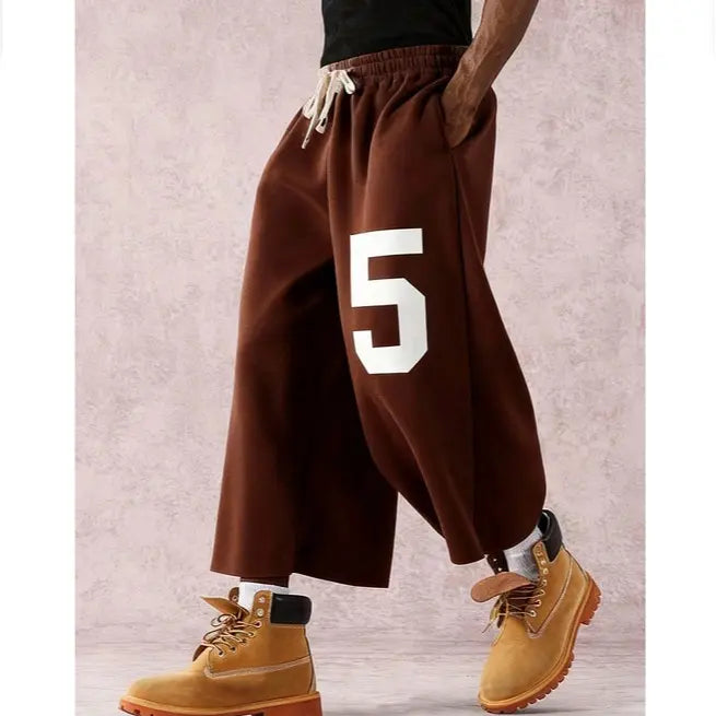 Men's Street Style Badge Graphic Loose Fit Sports Pants