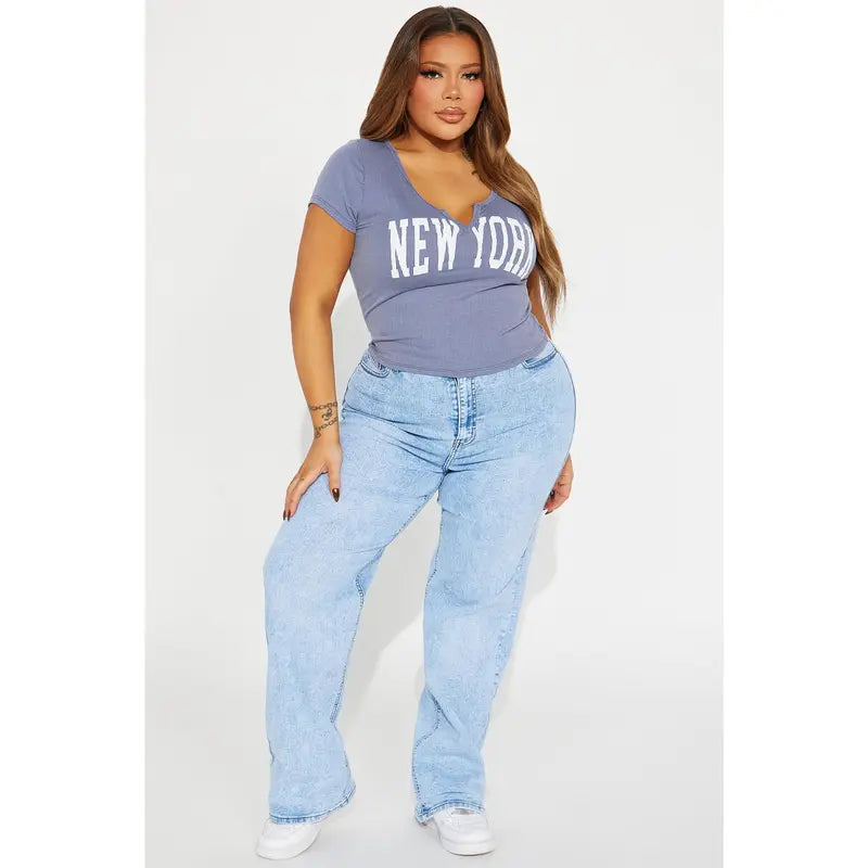 Women's High Rise Stretch Wide Leg Denim Jeans Light Wash