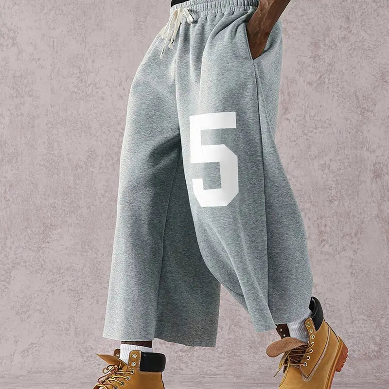 Men's Street Style Badge Graphic Loose Fit Sports Pants