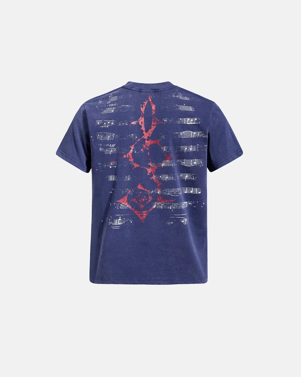 Acid washed music graphic T-shirt by INFLATION featuring a vibrant print on soft cotton fabric.