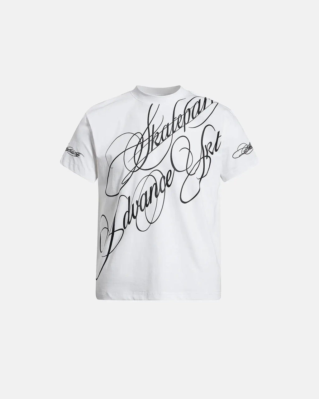 Inflation Streetwear All-Over Script Graphic T-Shirt featuring bold script design on a casual black T-shirt.