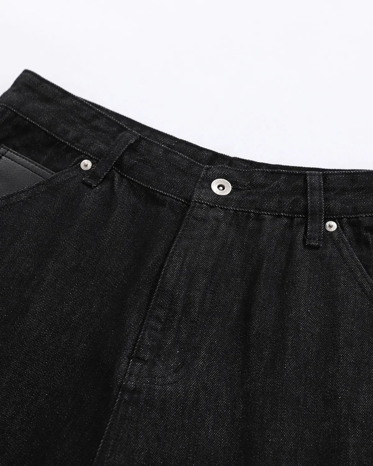 Inflation Streetwear longline wide-leg jorts pants with relaxed fit and distressed denim details, styled with casual fashion.