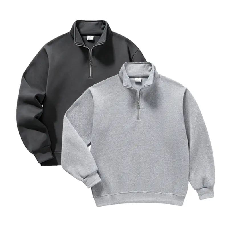 Men's Minimalist Half Zip Drop Shoulder Regular Fit Hoodie