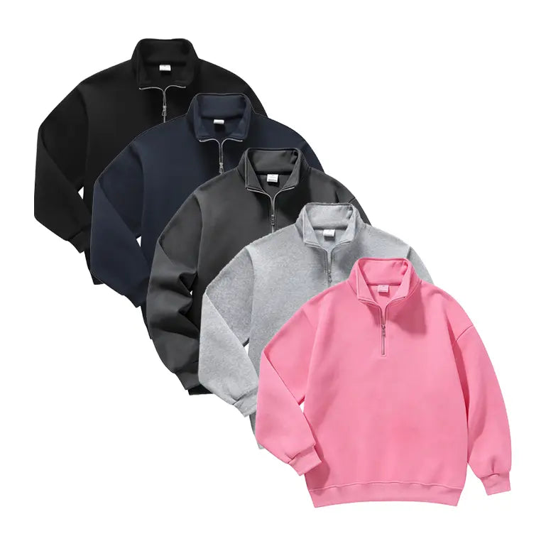 Men's Minimalist Half Zip Drop Shoulder Regular Fit Hoodie