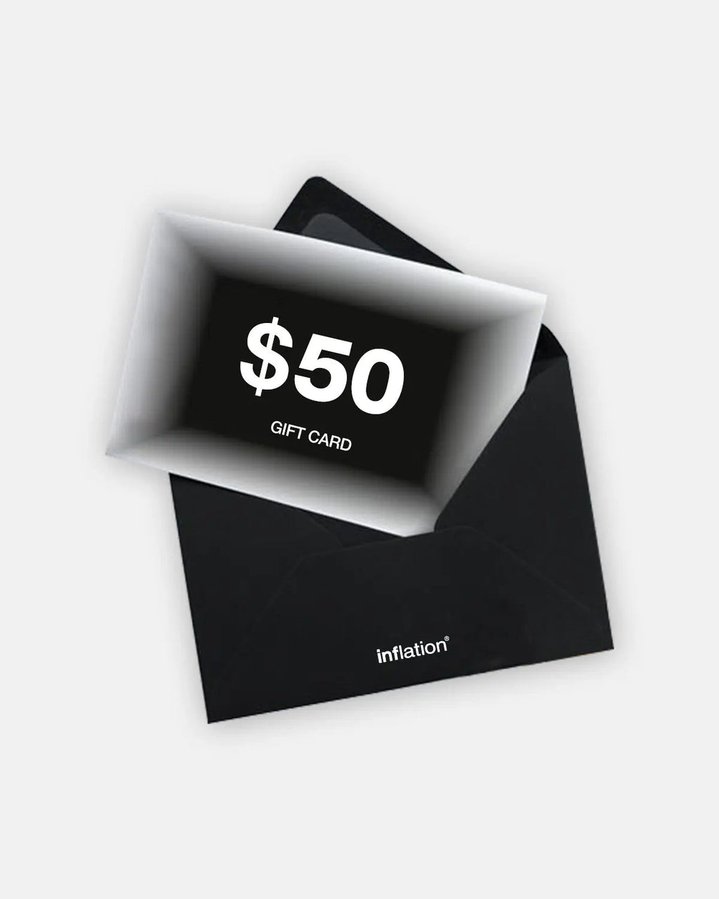Inflation streetwear e-gift card featuring vibrant design and branding, ideal for gifting fashion enthusiasts.