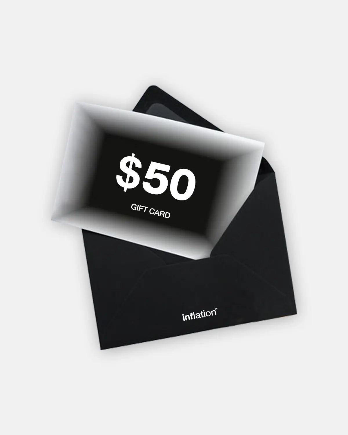 Inflation streetwear e-gift card featuring vibrant design and branding, ideal for gifting fashion enthusiasts.