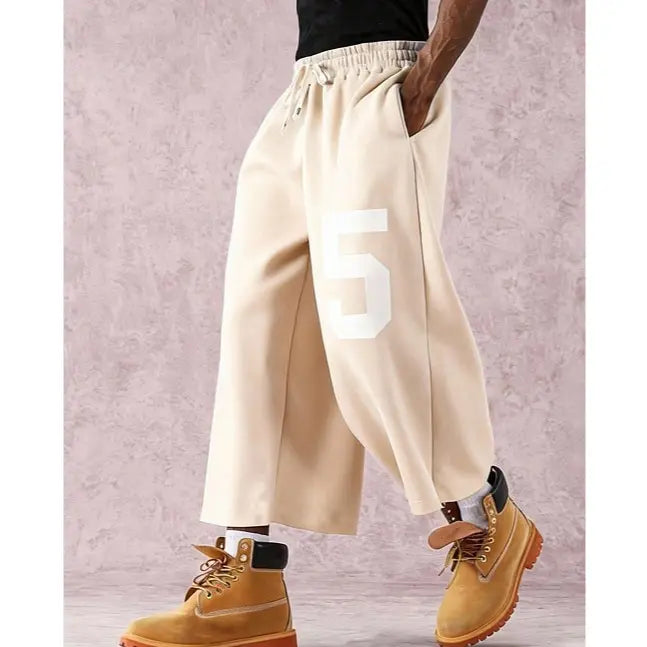 Men's Street Style Badge Graphic Loose Fit Sports Pants