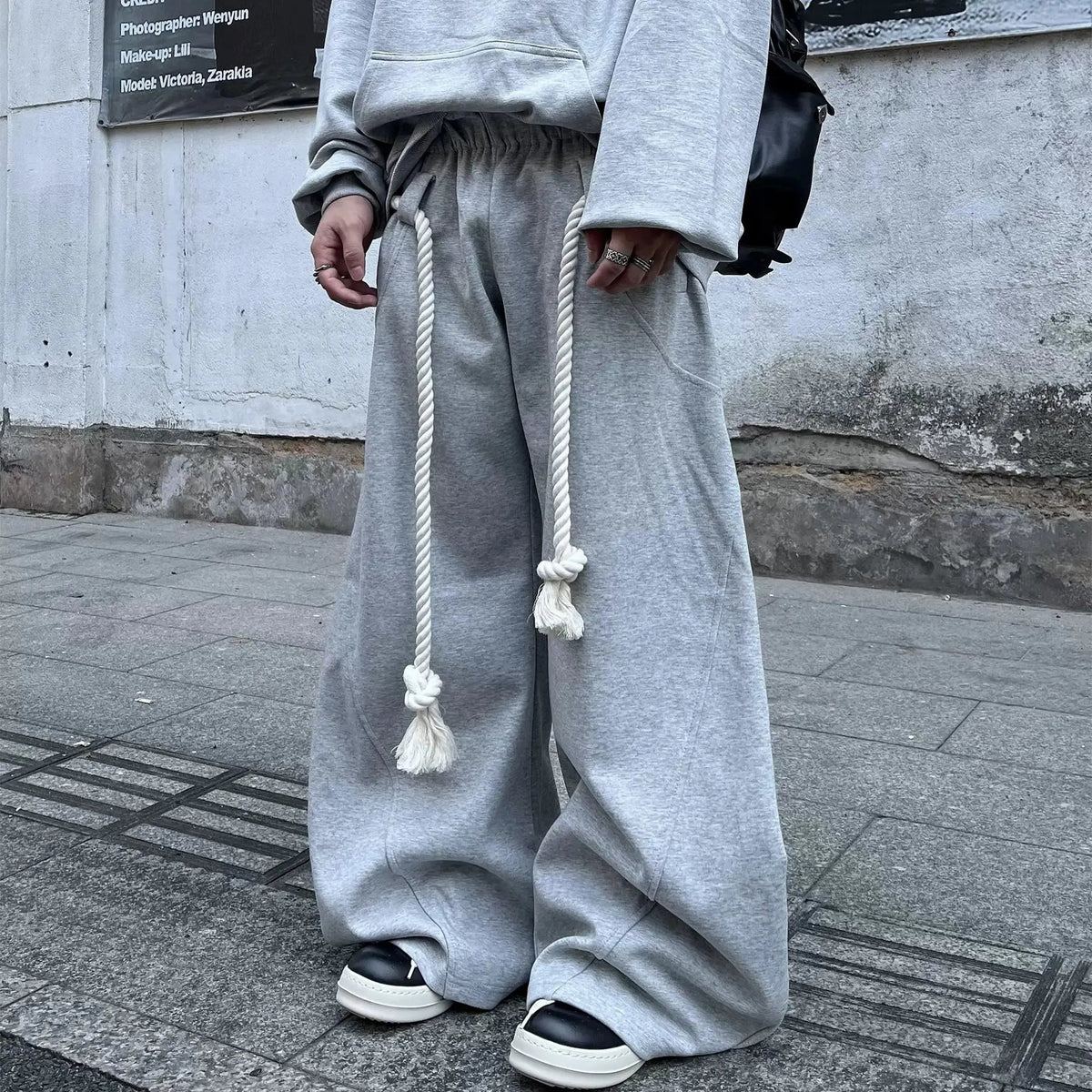 Inflation Super Baggy Barrel Sweatpant in black, with a relaxed fit and drawstring waistband, casual streetwear style.