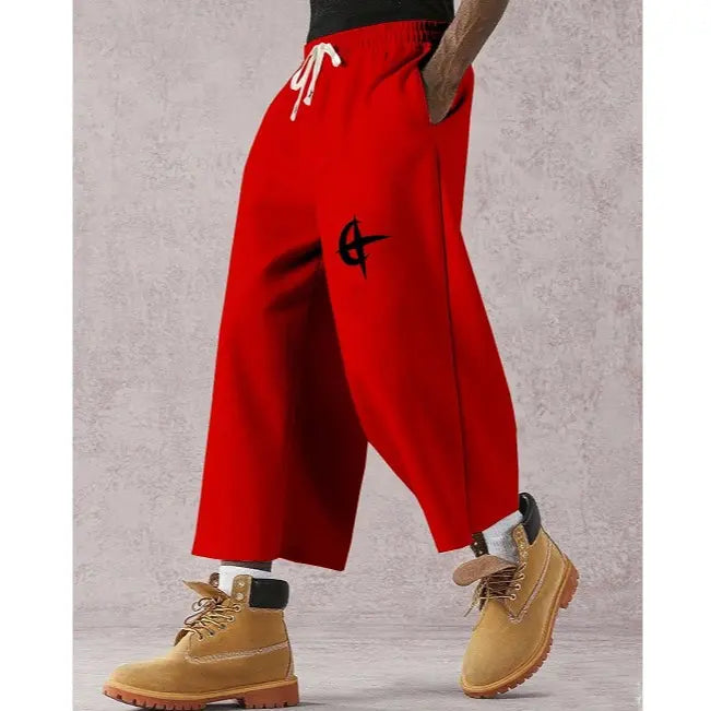 Men's Street Style Badge Graphic Loose Fit Sports Pants