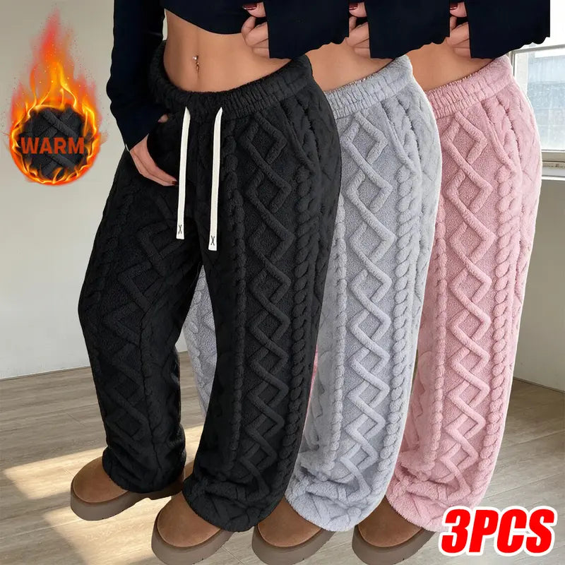 Women's Retro Mid Rise Loose Fleece Pants
