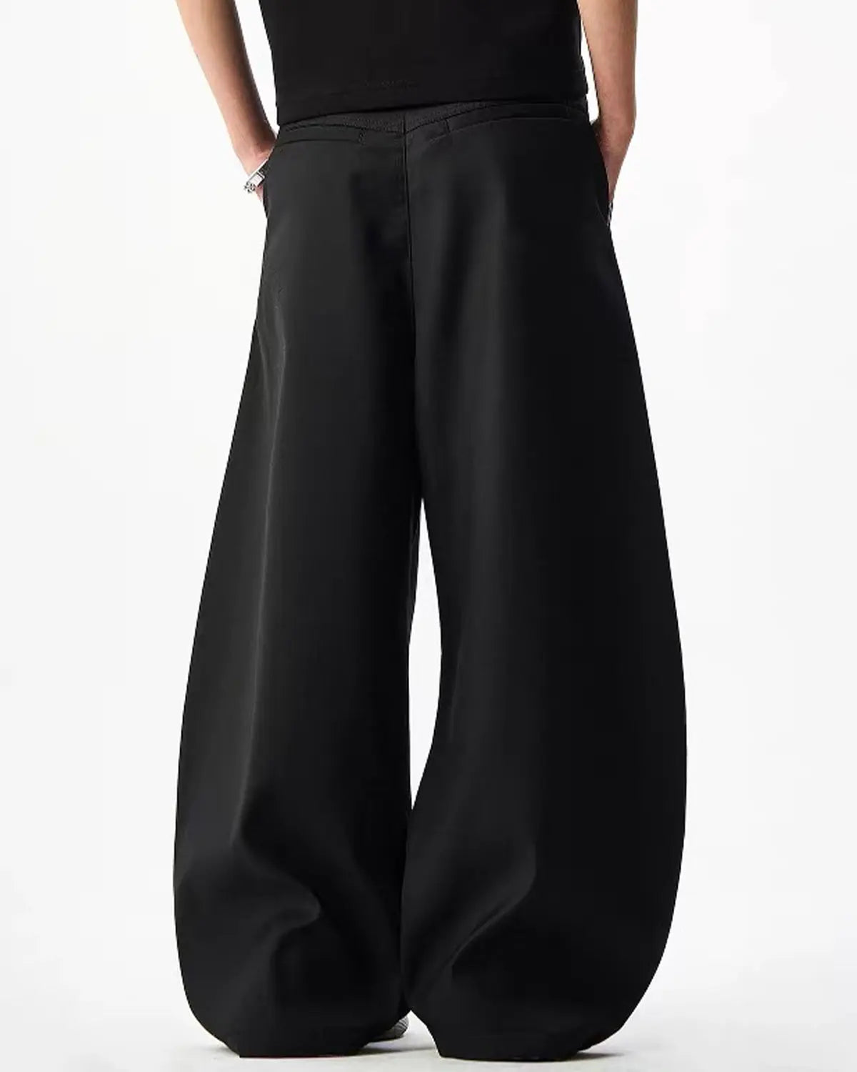 INFLATION Rope Belt Wide Leg Tailored Pants featuring a stylish belt and relaxed fit, showcased on a model.
