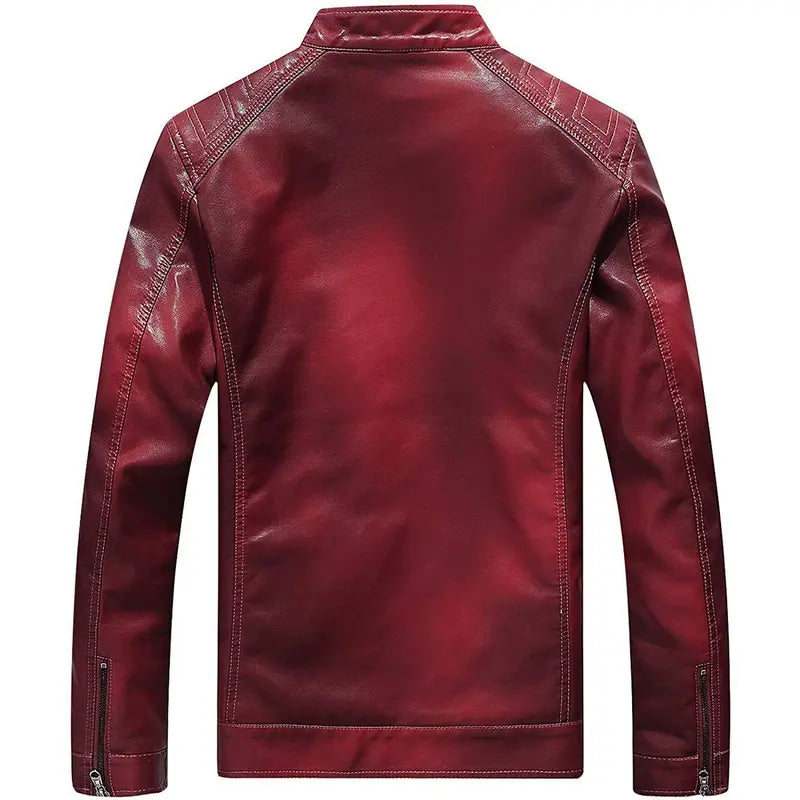 Men's Fitted Vintage Faux Leather Motorcycle Biker Bomber Jacket