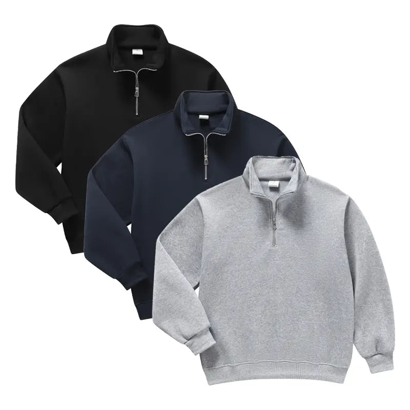 Men's Minimalist Half Zip Drop Shoulder Regular Fit Hoodie