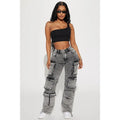 Women's Fairfax High Rise Stretch Cargo Jeans Acid Wash Grey