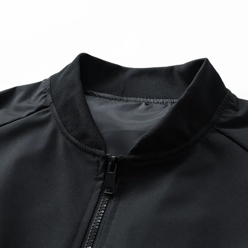 Men's Vintage Plain Long Sleeve Baseball Bomber Jacket
