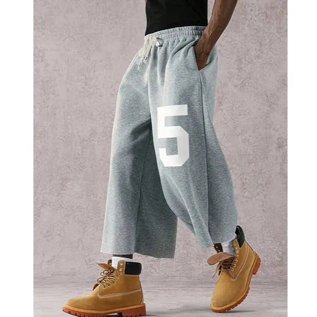 Men's Street Style Badge Graphic Loose Fit Sports Pants