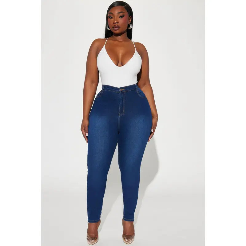 Women's Marilyn High Waisted Skinny Denim Jeans Dark Wash